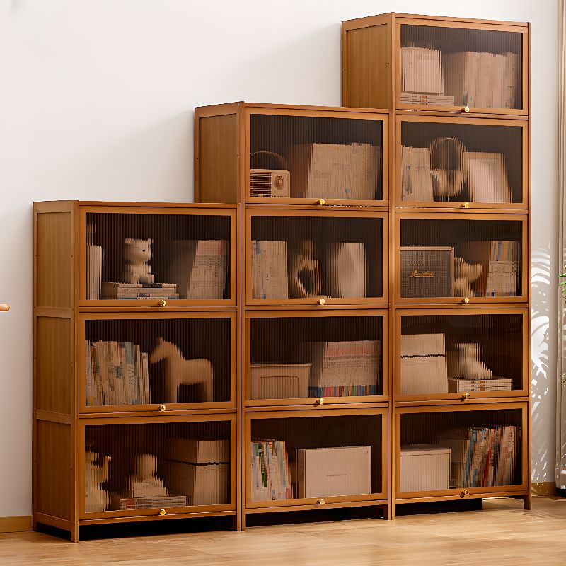 Caramel Rectangular Organizing Shelf with 5-Shelf, Vertical/Lateral Filing, Polymer Door, Closed Back
