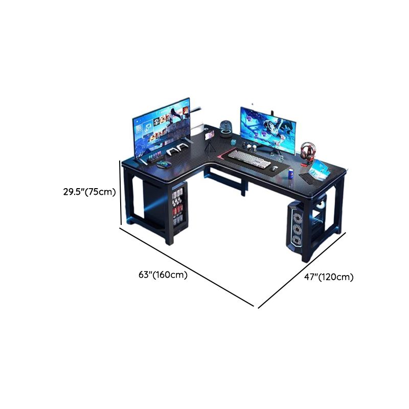 Minimalist L-Shape Gaming Computer Desk with H-Shape Base, Independent Structure, Wire Management, and Engineered Wood Top