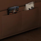 Cocoa Upholstered Futon Sofa Bed with Tufted Back & Repository