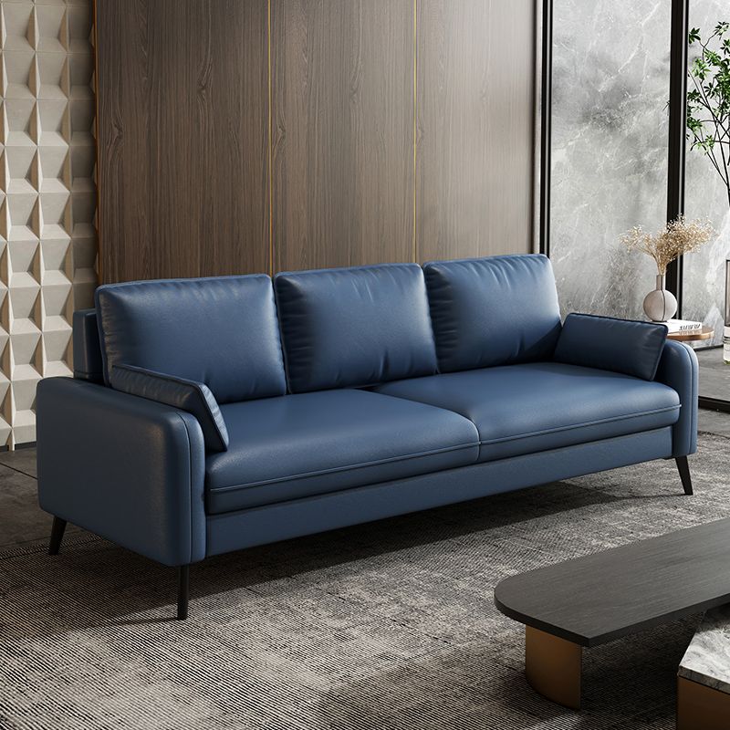 Simple Solid Color Blue/Grey/Orange Sofa with Pillow Back & Square Arm Living Spaces, Scratch Resistant