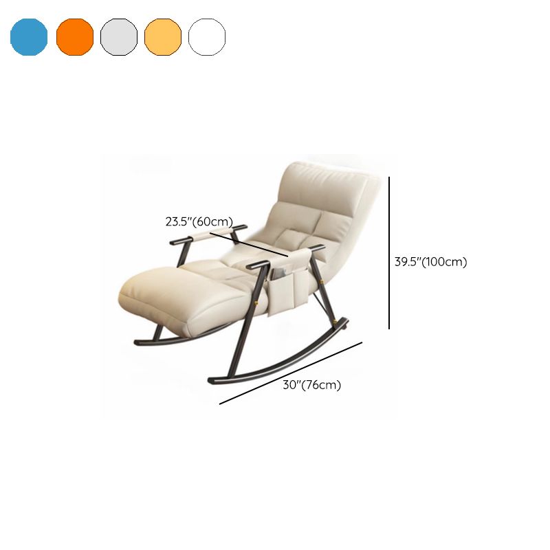 Contemporary Upholstery Rocking Chair with Sleek Metal Legs and Tufted Design