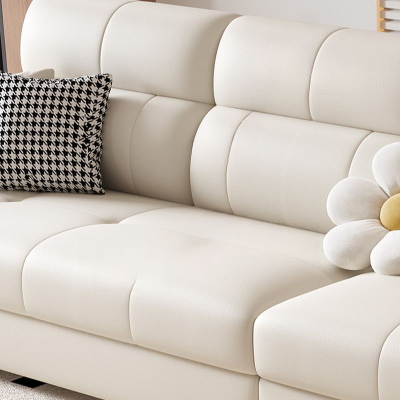 Modish Solid Color Water Resistant Standard Sofa in Chalk, Seats 3/4-seater/5 Person with 3 Pillows
