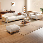 Contemporary Modern Solid Color Water Resistant Standard Sofa in Off-White, 2 People with 2 Pillows