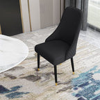 Art Deco Dinette Side Chair with Enclosed Back, Cushion Upholstery, Ink Alloy Legs, and Foot Pads