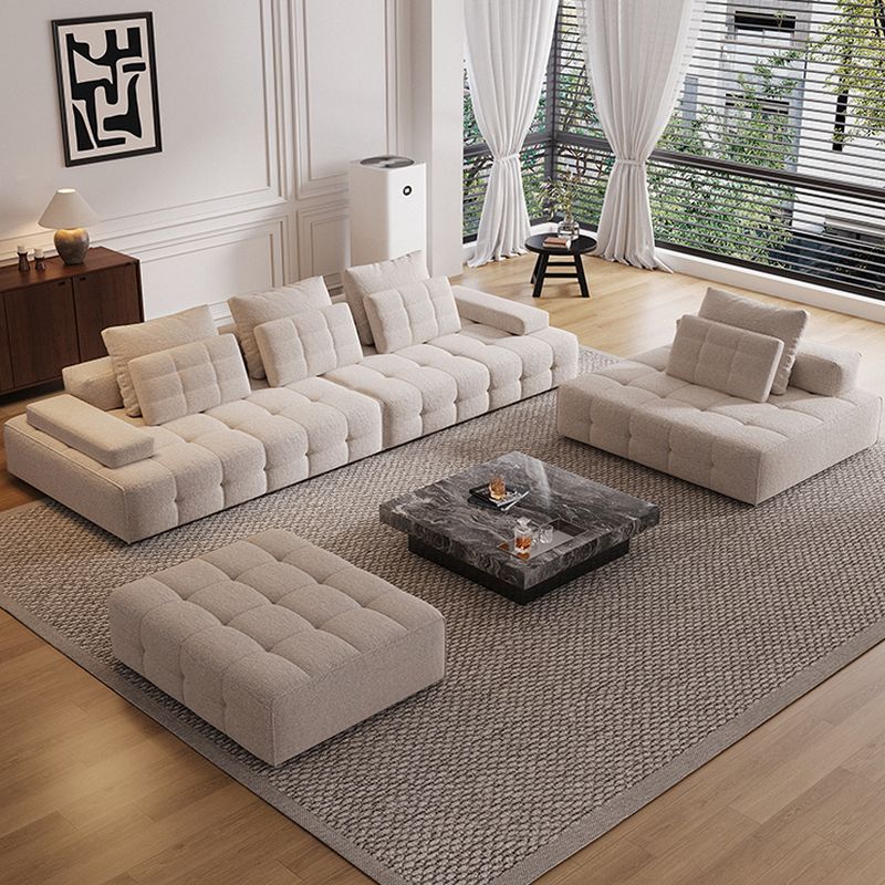 Modish Solid Color Scratch-durable/Stain Resistant Standard Sofa/Single Sofa in Chalk, 5 Person/4-seater/Seats 3