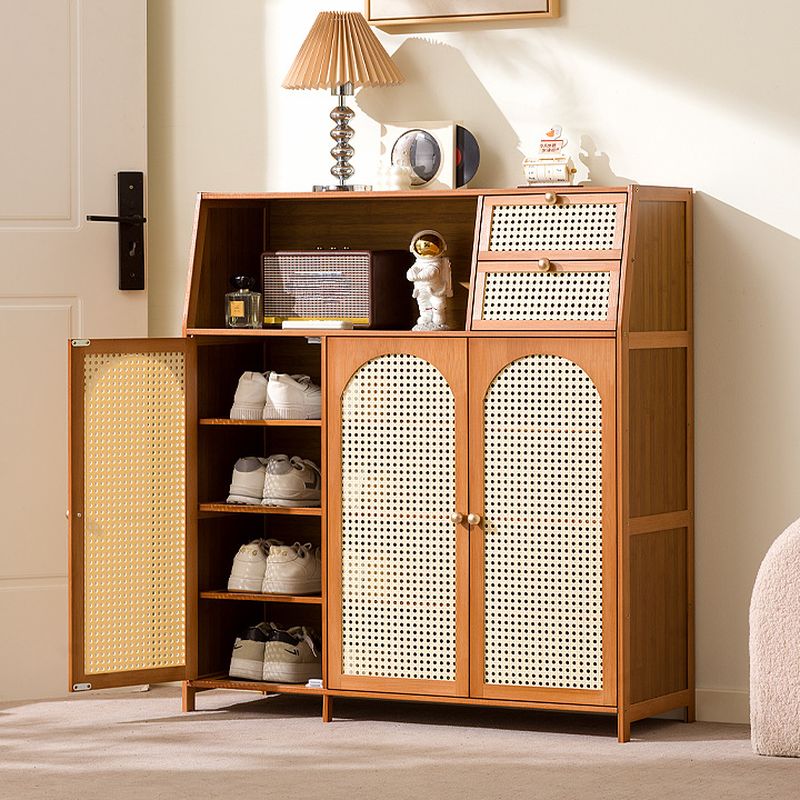 Tan Bambusa Shoe Stack with 6 Tiers/5 Tiers and Dustproof Cover