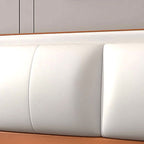 Trendy Panel Headboard in Natural Wood with No Distressing, Rectangle Shape for Full/Queen Bed, Featuring Sponge Upholstery and Standard Height