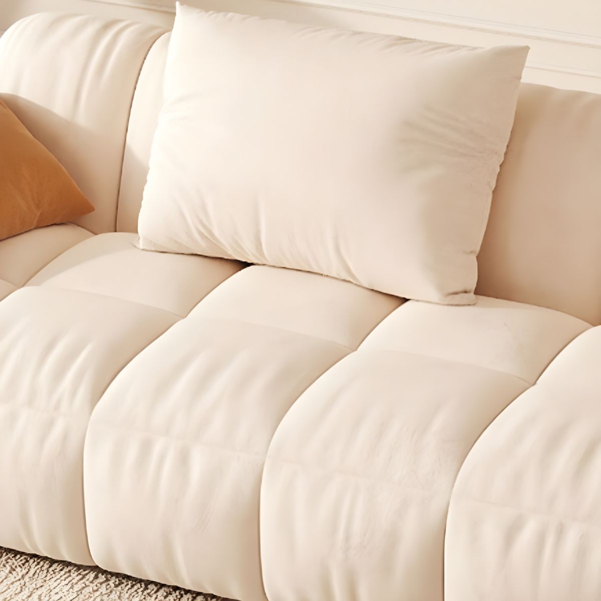 Scandinavian Recessed Arm Sofa 28.7" H Blocks Sofa with Pillows