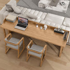 Casual Writing Desk with Easy Assembly, Odor Resistant Sleigh Base, Natural Wood Top, Unattached
