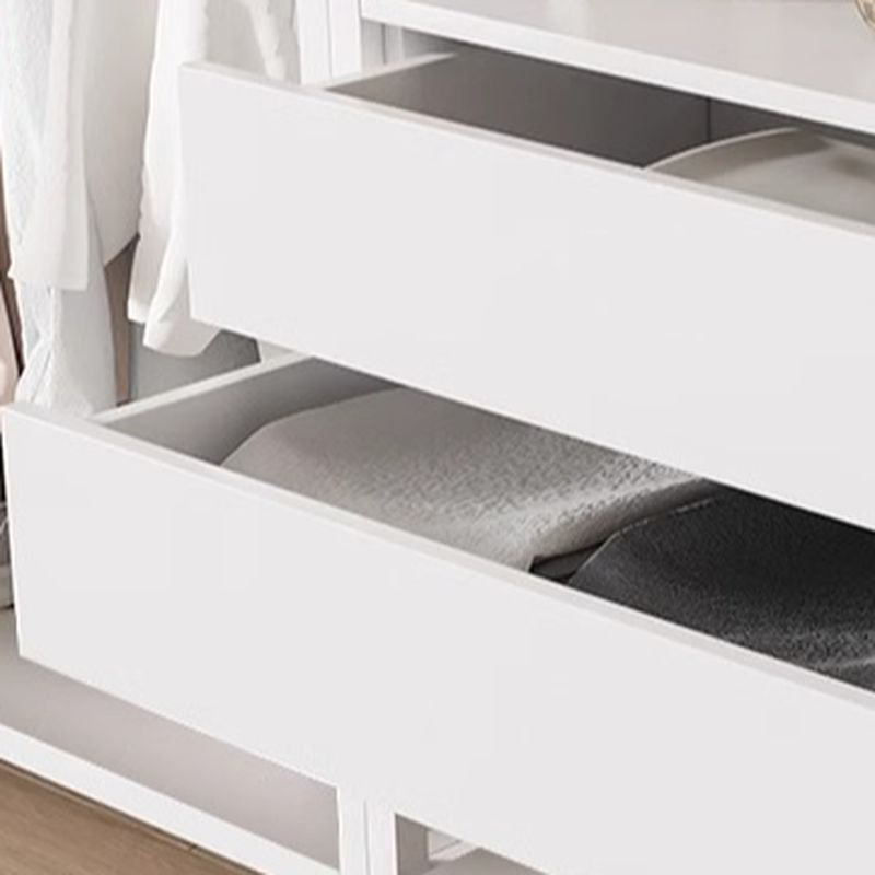 Chalk Contemporary Steel Coat Rack with Receptacle, 3 Shelves/2 Shelves, Alloy Bench, and Shoe Storage