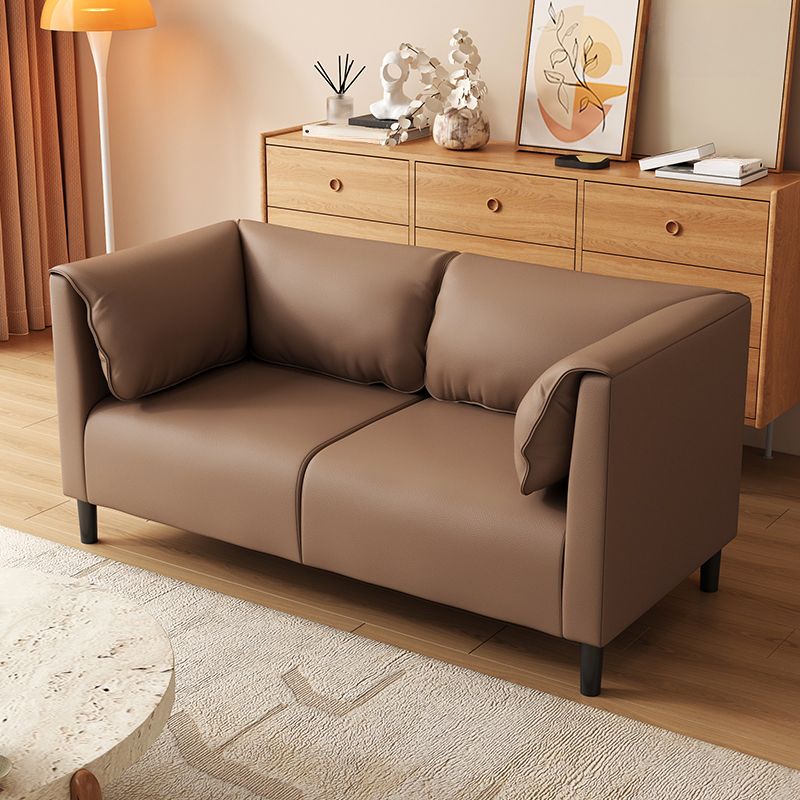 Contemporary Modern Solid Color Stain Resistant Loveseat in Navy Blue/Sage/Amber Color with 2 Pillows, 2-seater