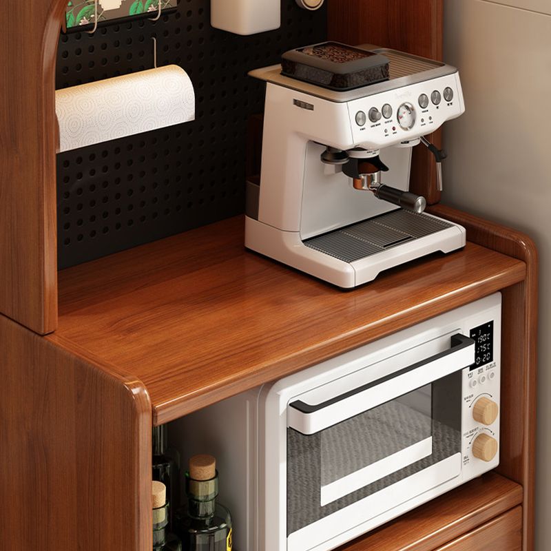 Art Deco Narrow Sideboard with 2 Drawers, 4 Shelves, Pantry Hutch, and Engineered Wood Countertop