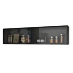 Modern Faux Wood Wall Mounted Display Cabinet with Glass Door