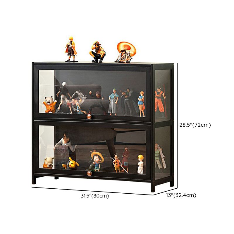 Charcoal Simplistic Bambusa Flooring Curio Cabinet with Sealed Cabinet, 2 Shelves/3 Shelves/4 Shelves, 2 Doors/3 Doors/4 Doors