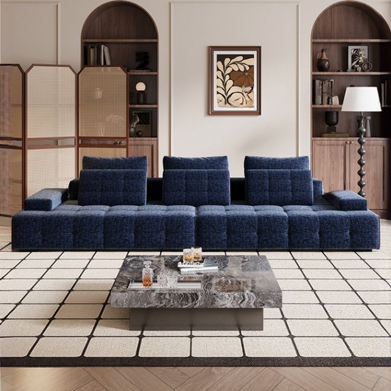 Modish Solid Color Stain Resistant Standard Sofa in Dark Blue for 4-seater/5 Person/for 6