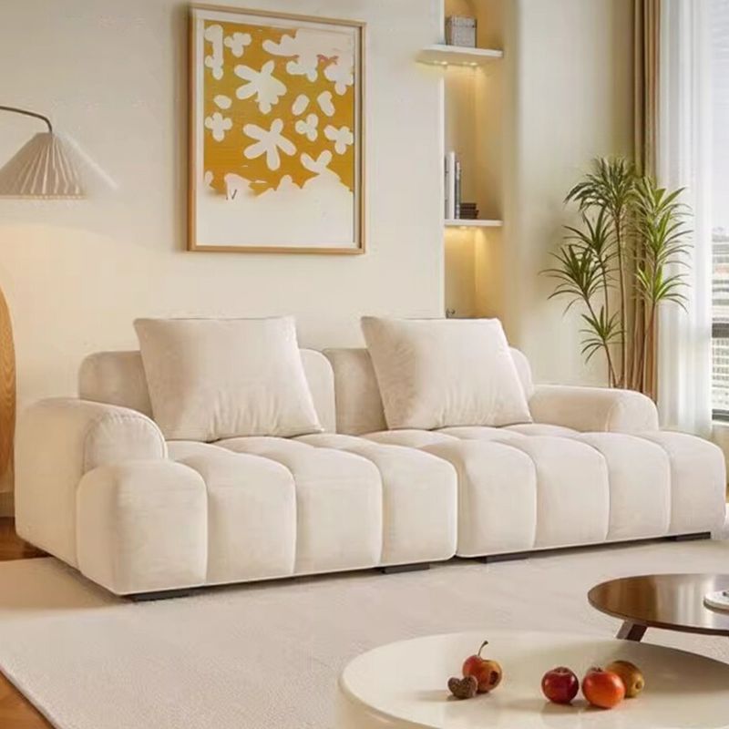 Trendy Beige Solid Color Floor Sofa/Loveseat/Single Sofa 6-Seater /4-seater/Seats 3 with Arm & 2 Pillows, Stain Resistant