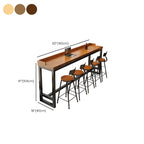 Simplistic Pub Table with Pine Wood Top and Trestle Base in Tan/Natural Finish, Rectangle Shape with Foot Pedestal