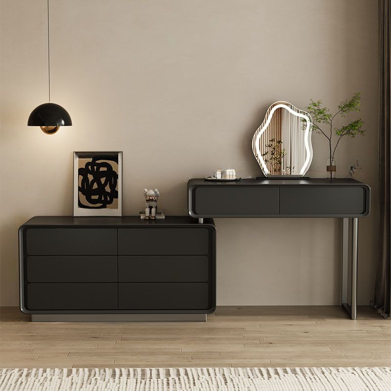 Modish Large Vanity Set with Laminate Table Top, White Chair, 8 Drawers, Light Up Mirror