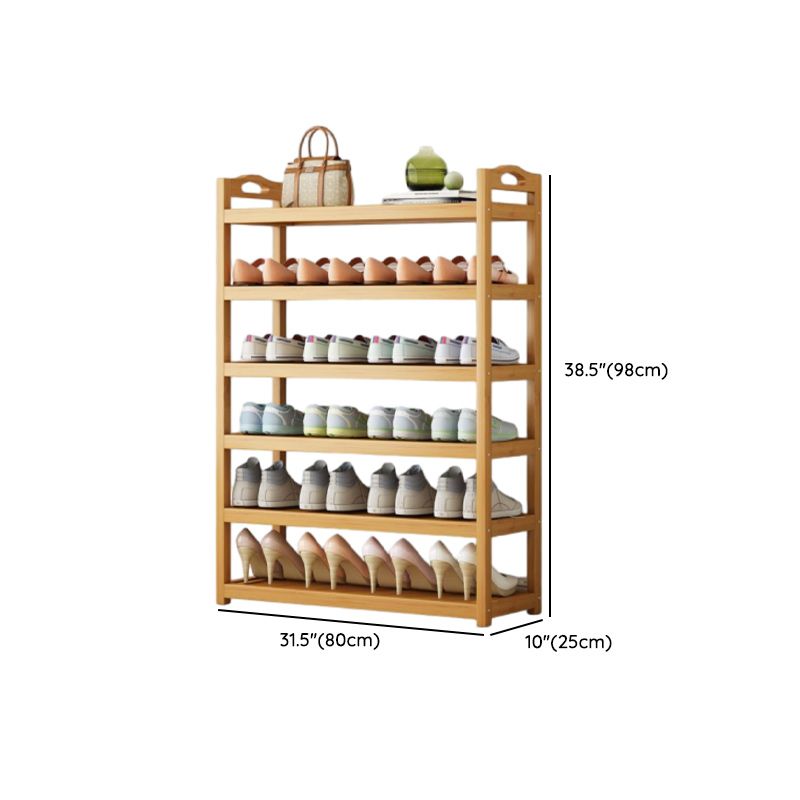 Art Deco Bambusa Rectangle Shoe Rack with Nature Finish, Featuring 4/3/5 Shelves for 21-30/11-20/1-10 Pairs in Drawing Room