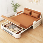 Scratch-immune Futon Day Bed with Pillow Back for 2 People, Receptacle Storage, Square Arm, Pillow, and Full Size Bed