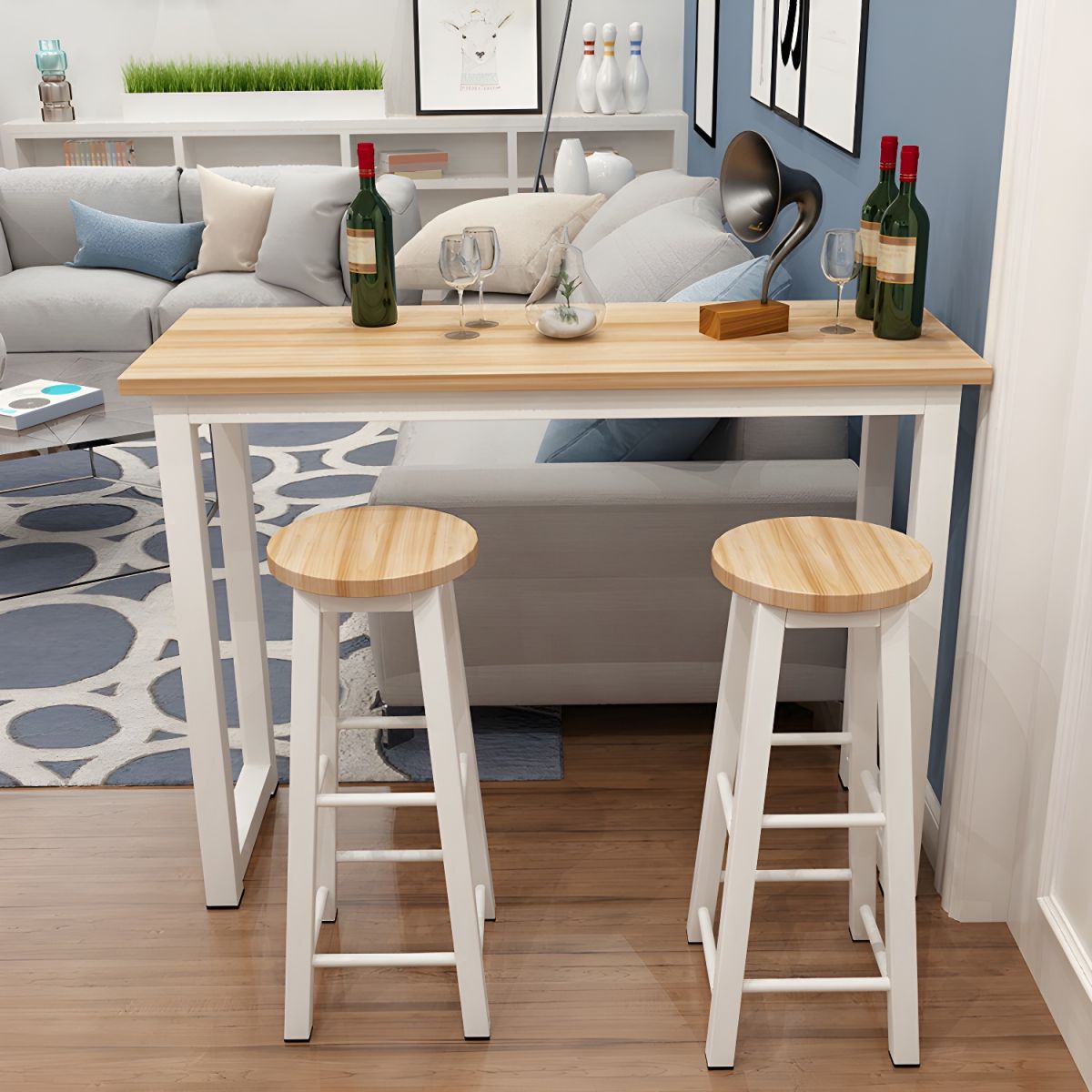 Modern Home Bar Set with No-Distressing and Non-Swivel Design