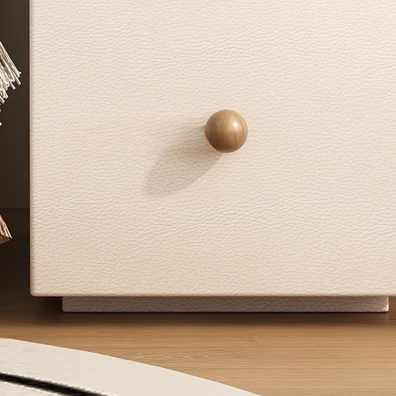 Modish Curved Nightstand with 2 Drawers and Natural Wood Countertop