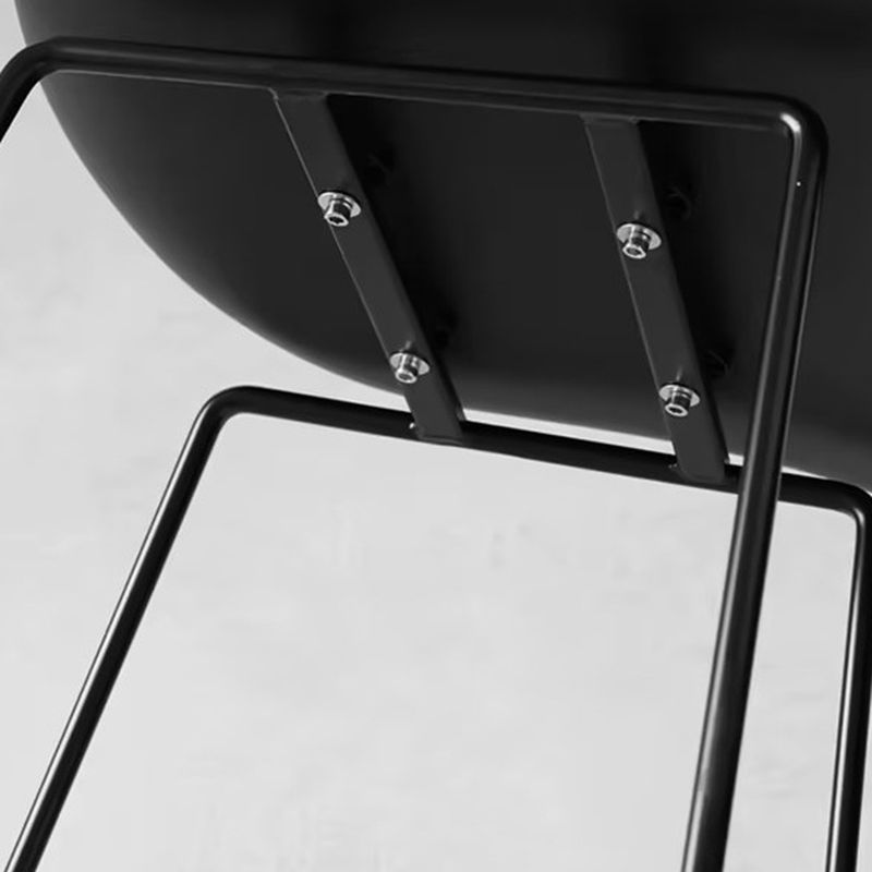 Casual Polymer Bar Stools in Midnight Black/Light Gray/White with Pail Seat and Leg Rest