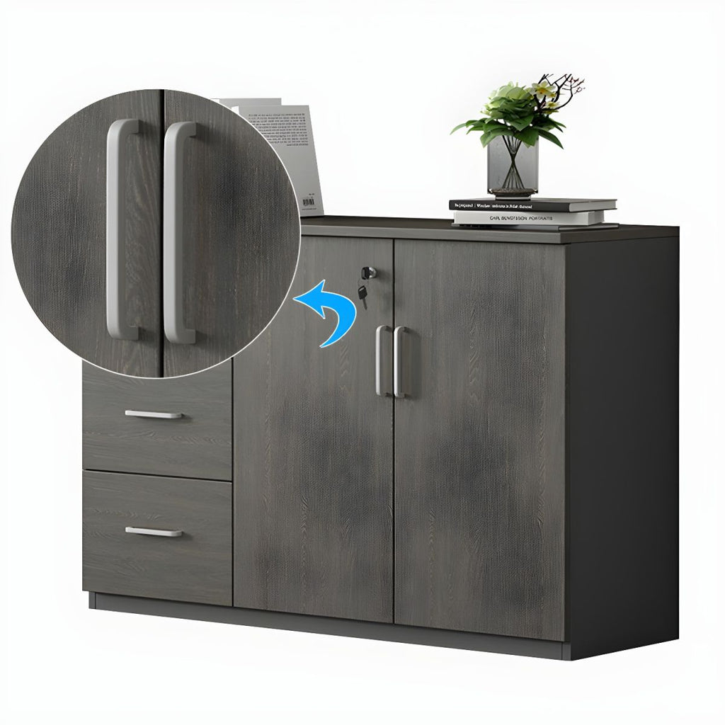 Contemporary File Cabinets Solid Wood Frame Key Lock Vertical File Cabinet