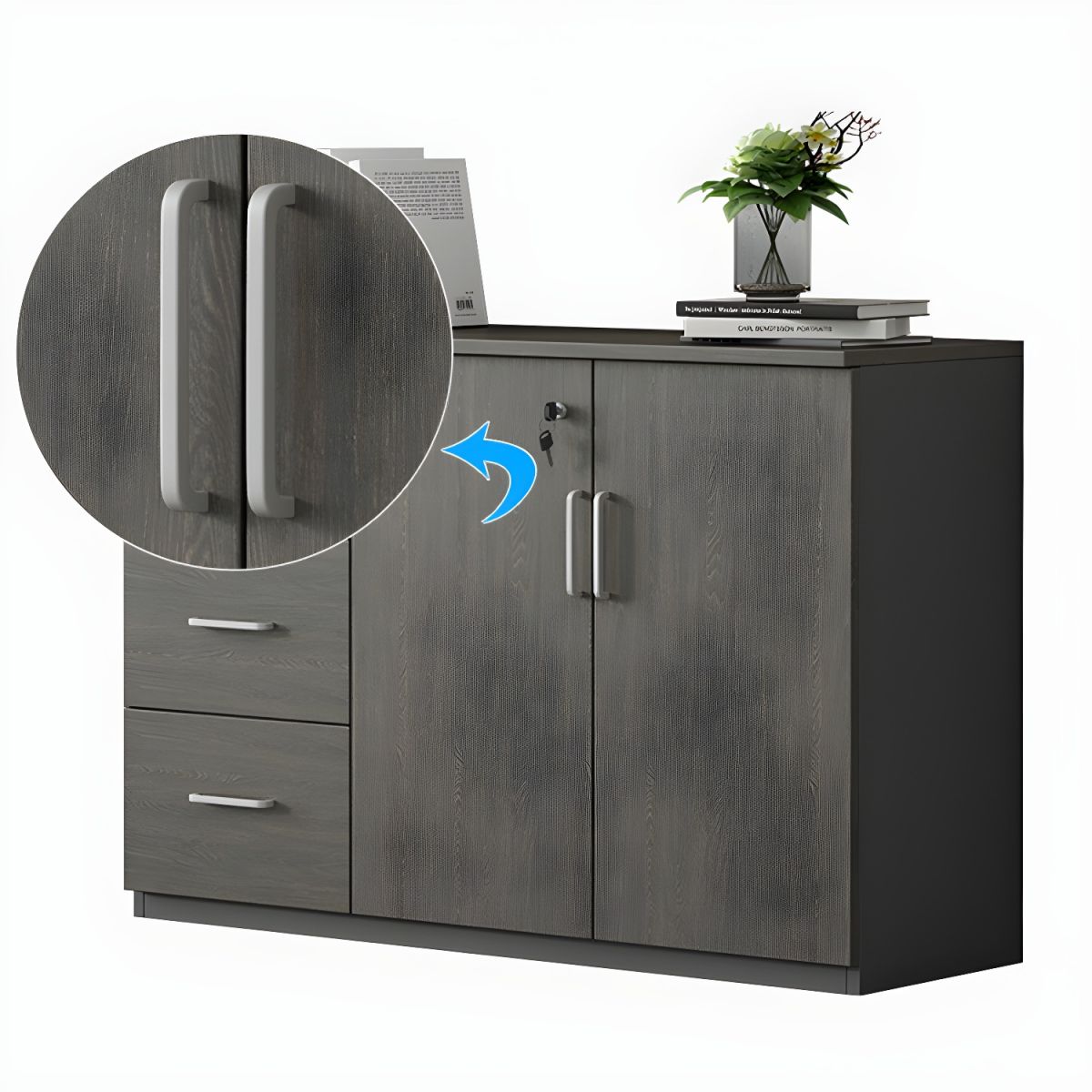 Contemporary File Cabinets Solid Wood Frame Key Lock Vertical File Cabinet