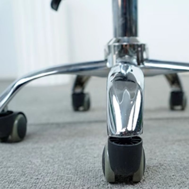 Height-adjustable Swivel Work Stool with Roller Wheels, Upholstered Alloy Frame & Adjustable Backrest