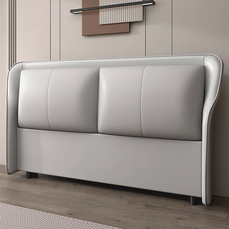 Trendy Panel Headboard in Natural Wood with No Distressing, Rectangle Shape for Full/Queen Bed, Featuring Sponge Upholstery and Standard Height