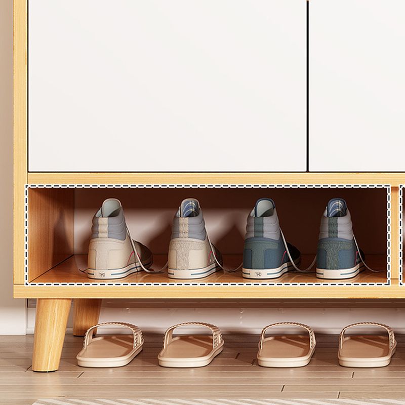 Reclaimed Wood 5 Tiers Shoe Tower with Shelf, Compartments, Cabinet Door, Dustproof, and Closed Back