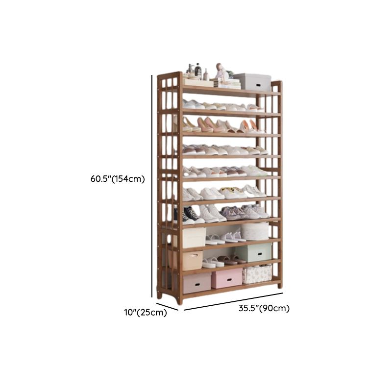 Art Deco Bambusa Rectangle Shoe Rack with Brown Finish and Adjustable Shelves for 21-40 Pairs in Drawing Room