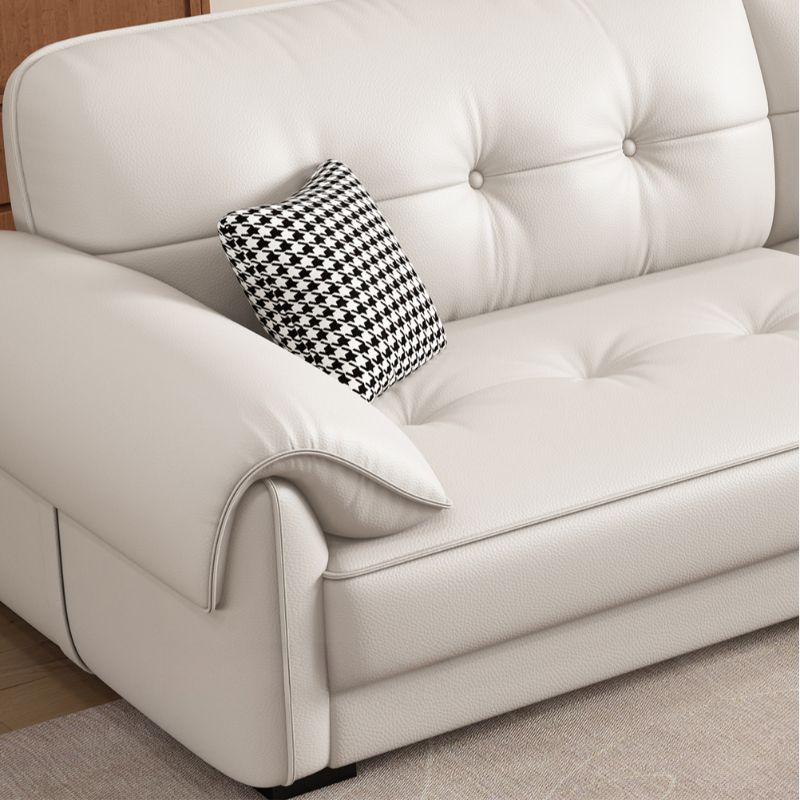 Contemporary Modern Solid Color Water Resistant Standard Sofa in Off-White for 4-seater/3 with 3 Pillows