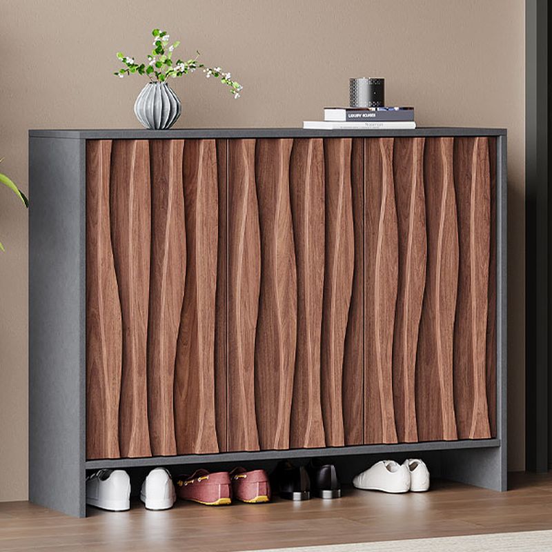 Manufactured Wood 4 Tiers Shoe Wardrobe with Shelf, Cabinet Door, Dustproof Cover, and Closed Back