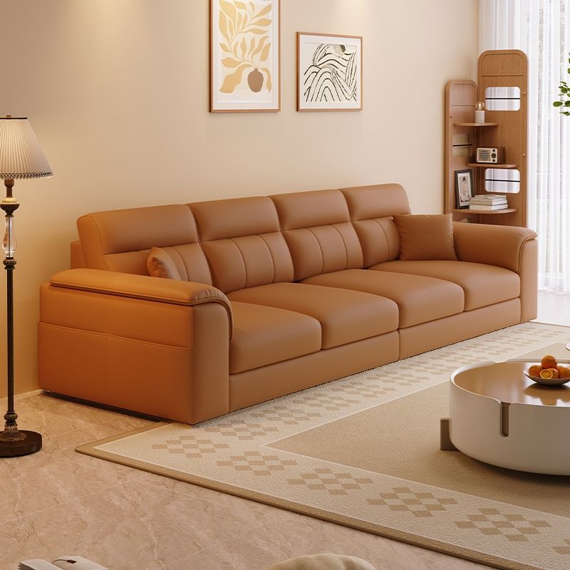 Modish Solid Color Stain Resistant Standard Sofa in Black/Light Gray/Light Brown with 6-Seater/5 Person/4-Seater Capacity and 2 Pillows