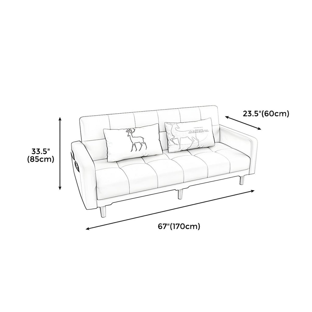Square Arm Modern Storage Sofa with Biscuit Back Convertible Sofa for Living Room