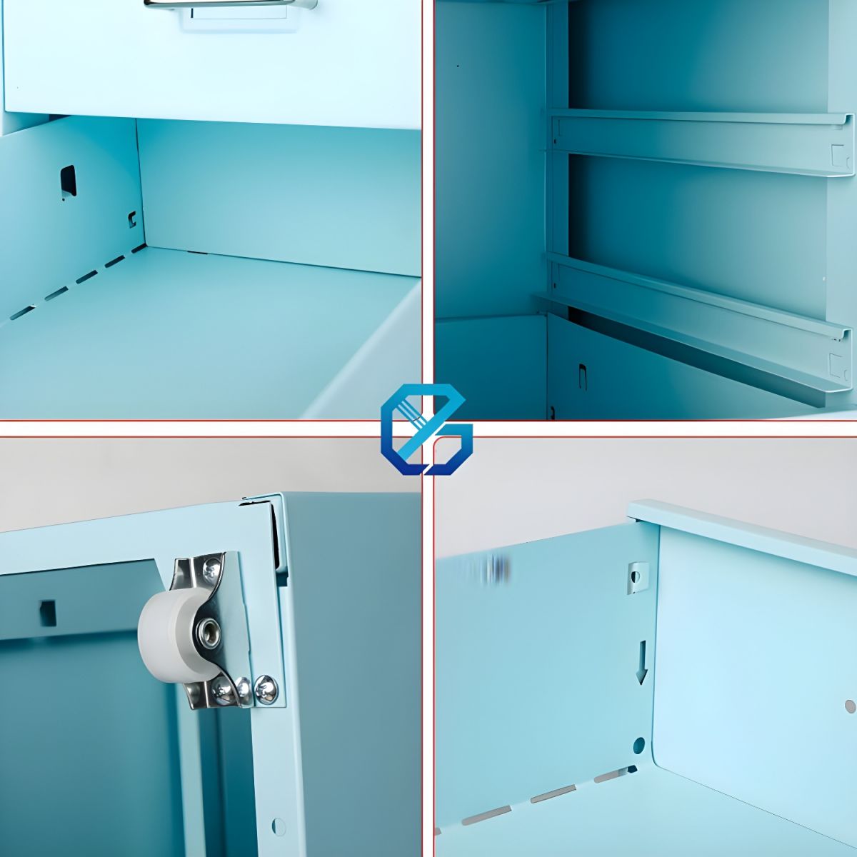 Compact Steel Filing Cabinet with Soft Close Drawers & Casters