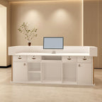Rectangle Reception Desk with Locker, Hutch, Keyboard Tray, and Manufactured Wood Top