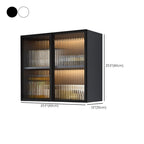 Glass Doors Solid Wood Wall Mount Display Stand with 2 Shelves for Small Kitchen in a Modish Style