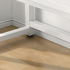 Casual Easy Assembly Writing Desk with Scratch-proof H-Shape Base in Chalk Engineered Wood