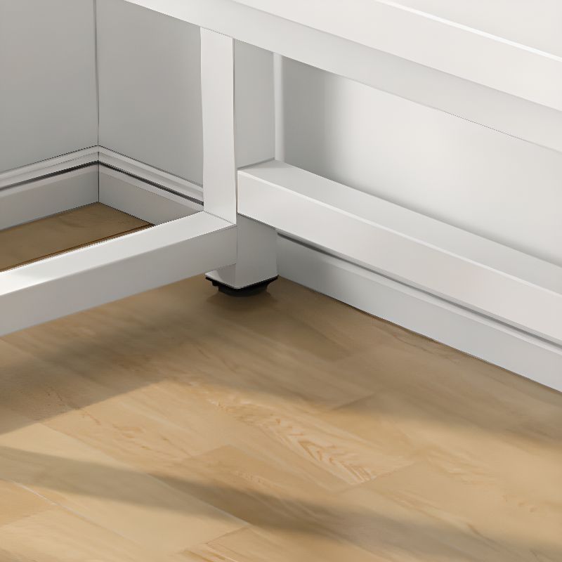 Casual Easy Assembly Writing Desk with Scratch-proof H-Shape Base in Chalk Engineered Wood