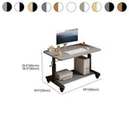 T-Shape Base Unattached Crack Resistant Manually Controlled Dove Grey/Chalk/Brown Office Computer Desk with 1 Exterior Shelf, Wheels / Casters and Lockable Brakes