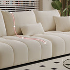 Modish Solid Color Scratch-durable Standard Sofa in Midnight Black/Mocha/Off-White, Seats 3 with 3 Pillows