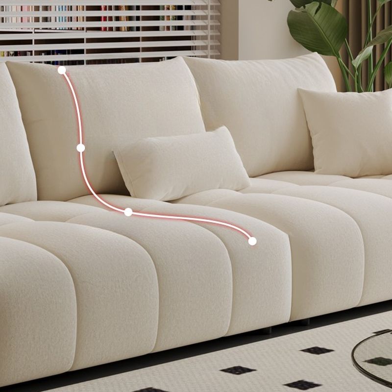 Modish Solid Color Scratch-durable Standard Sofa in Midnight Black/Mocha/Off-White, Seats 3 with 3 Pillows