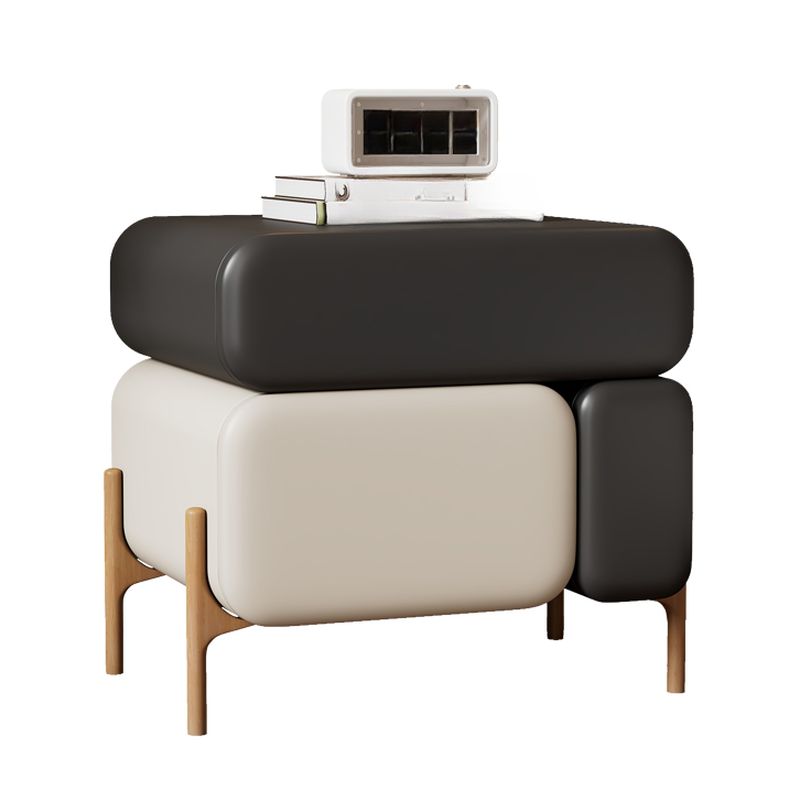 Modish Nightstand With Drawer Organization Featuring 3 Drawers and Pleather Countertop with Leg