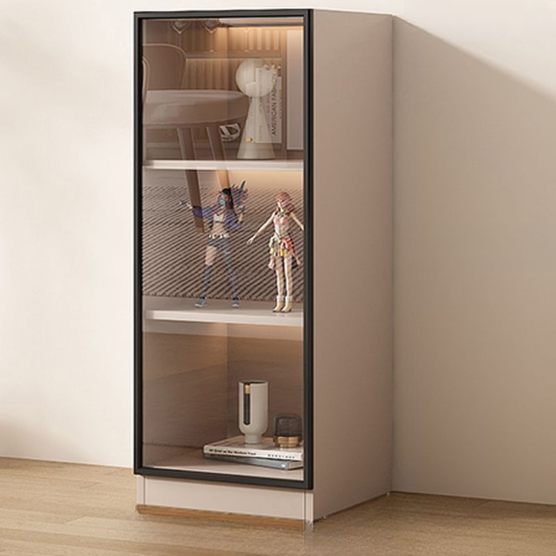 Modern Simple Style Rectangular Accent Cabinet with Closet, Lumber Countertop, Glazed Door in Sand