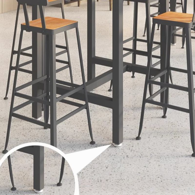 Trendy Rectangle/Square Pub Tables and Chairs for 8/Set for 6/Set for 4 with Footrest, Trestle Base, a Tabletop in Pine and Back for the Bar