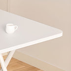 Panel Wood Dining Table with Sleigh Base, No Extra Durability, Foldable Square Top for 2-seater