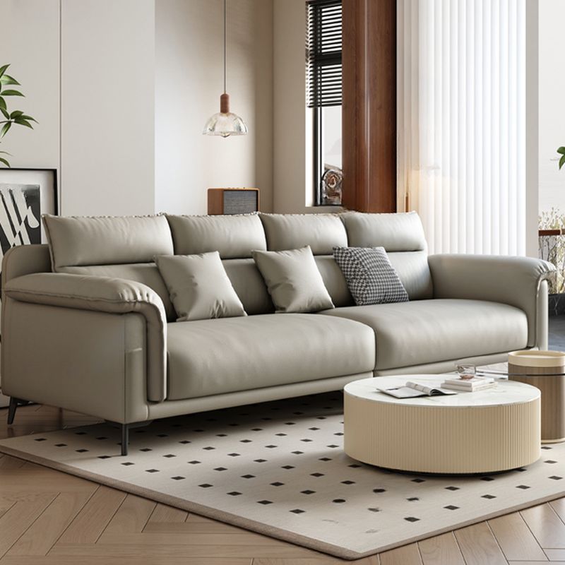 Standard Sofa in Pu with Light Gray/Sand/Off-White Upholstery and 3 Pillows